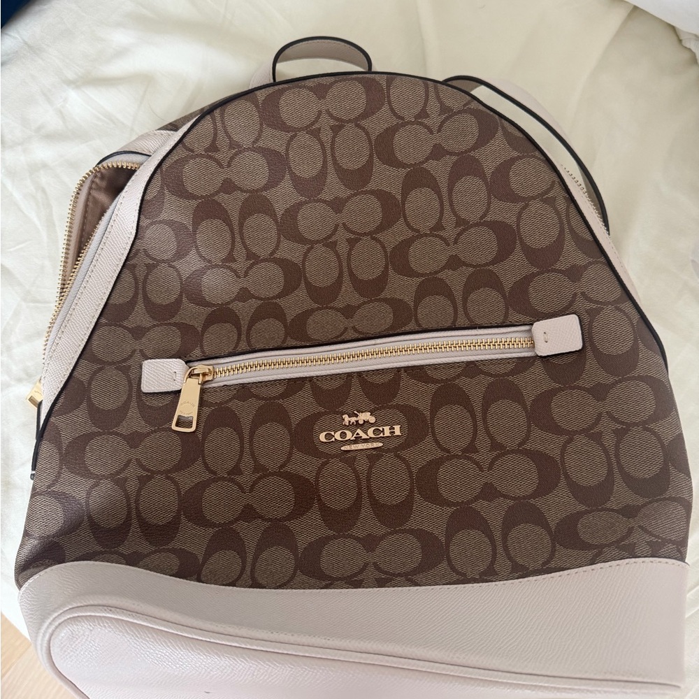 Coach Tan and Cream Signature Backpack